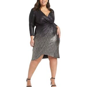 Elegant Purple and Gold Wrap Dress